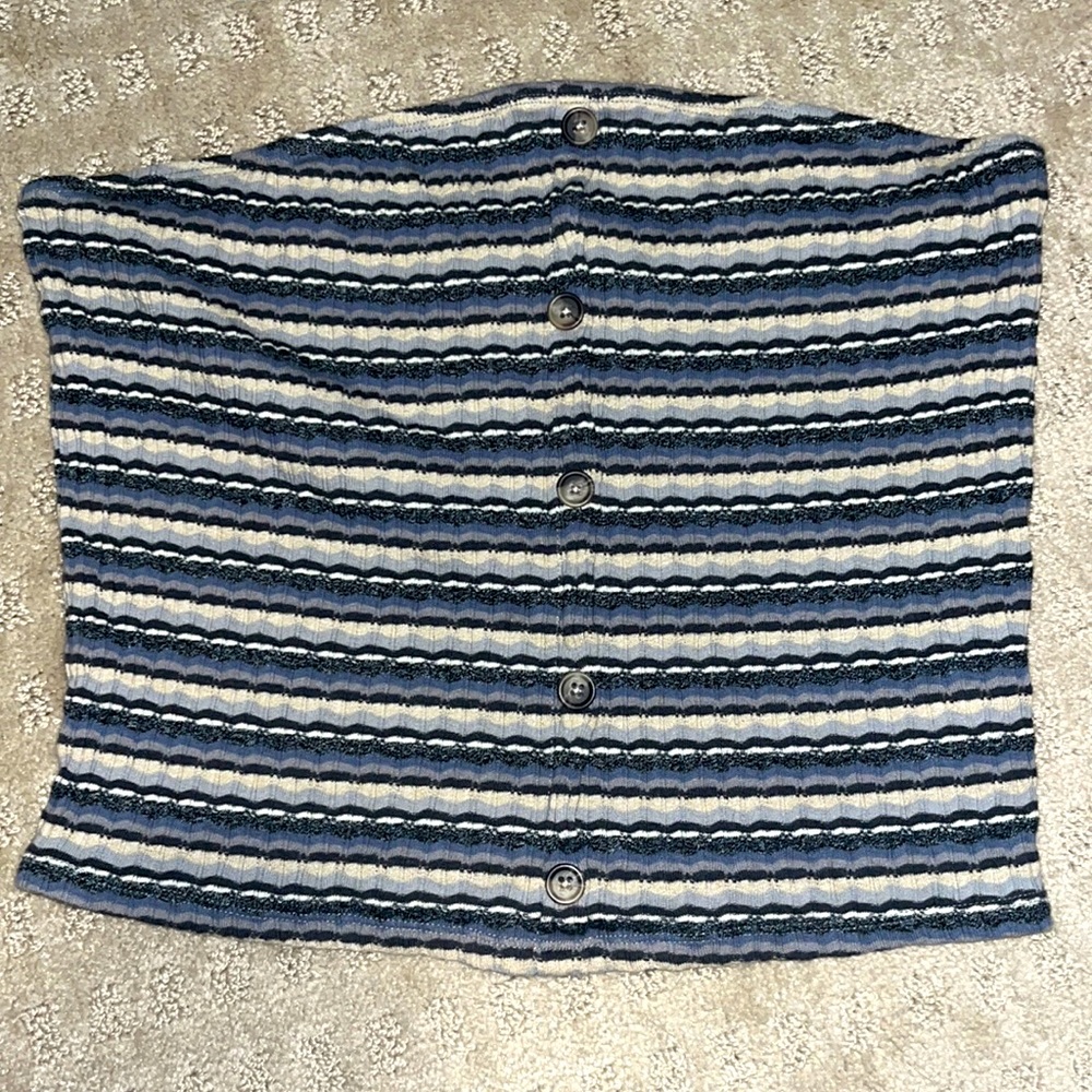 Striped button up tube top